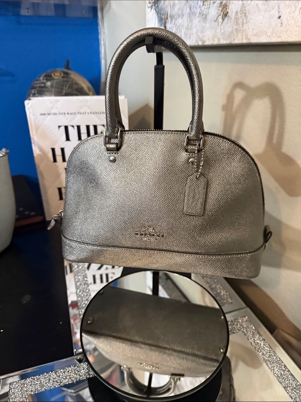 Coach Metallic Pewter Dome Small Satchel: Crossbody and shoulder straps